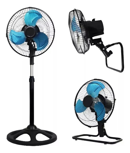 Ventilador Pedestal Piso Pared 3en1 Con 3 Aspas 18 Pulgadas 50 Cm 3
