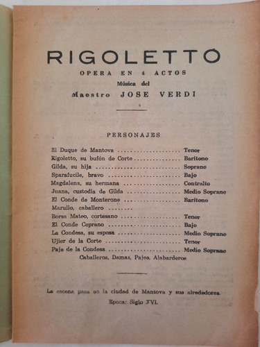 Rigoletto. José Verdi. (Usado)