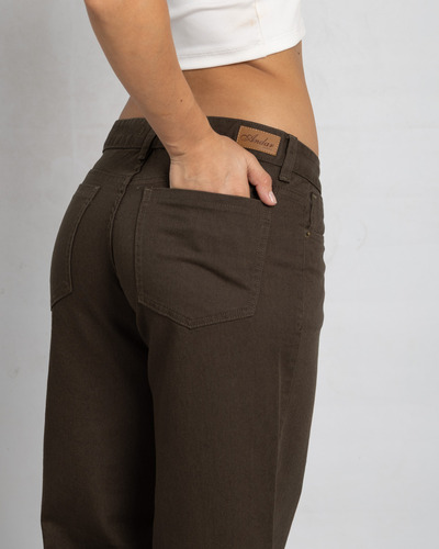 Jeans Pantalon Wide Leg Liso Rigido Mujer Tiro Bajo De Moda
