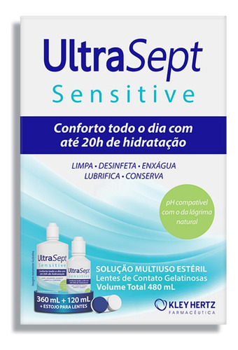 Kit Ultrasept Sensitive + Estojo Para Lentes Com 2 Unidades