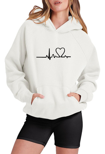 Sudadera Con Cordón De Corazón Informal Para Mujer De Moda