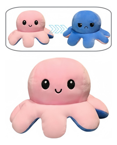 Zn Gran Peluche Pulpo Reversible Con Colores Intercambiables