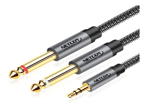 Cable De Audio 1plug 3.5mm A 2plug 6.35mm De 1.80 Mts Netcom