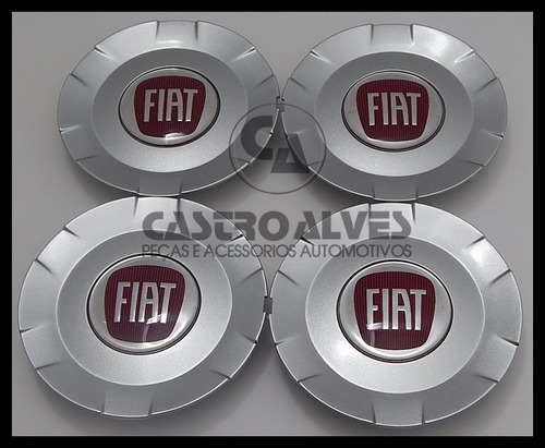 Kit 4pçs Calota Calotinha Roda Liga Leve Vermelho Fiat Stilo