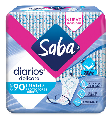 Paquete De Protectores Saba Diarios Delicate Largos 90 Unidades