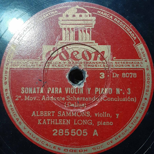 Pasta Albert Sammons Violin K Long Piano Odeon C227