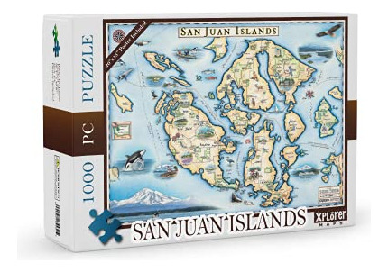 San Juan Island Map Cardboard Rompecabezas - 1000 Njq8o