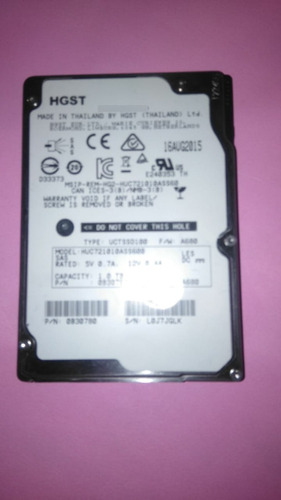 Disco Duro Hgst Dell 1tb 7.2k Sas 2.5 Huc721010ass600 