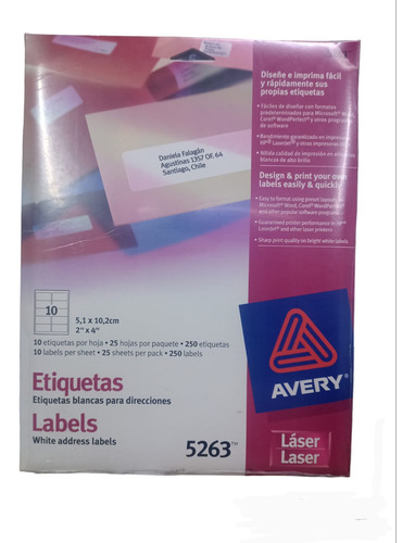 Etiquetas Para Direcciones Laser Avery 5263