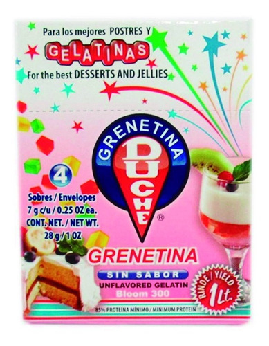 Imagen 1 de 2 de Grenetina Duché 300 Bloom ( Pack 64 Cajillas )