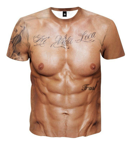 Divertida Playera Muscular Con Estampado Corporal 3d De Man