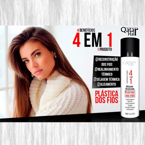 Plastica Dos Fios Selagem 4 Em1 Qatar Hair 3 Kits Liso Total