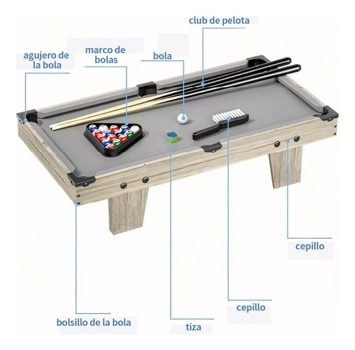 Mesa Múltijuegos 4 En 1 Diseño Portátil Billar Ping Pong Hoc
