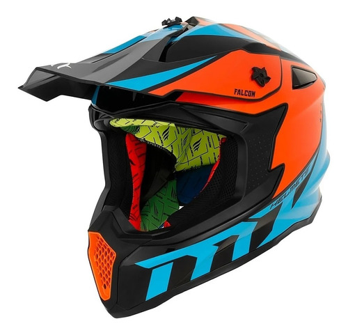 Casco Motocross Mt Falcon Interpose B4 Naranja Brilo Rpm®