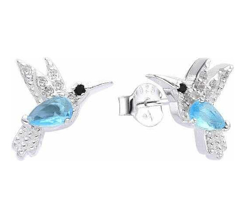 Aros Pasantes Colibri Plata 925 Y Piedras Cubics