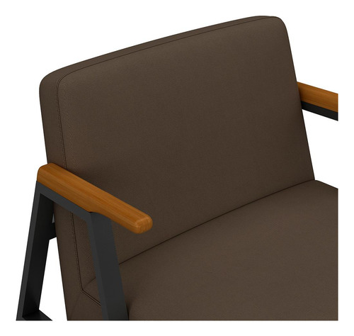 Kit 2 Poltronas Coimbra Preto Fosco/cina/suede Marrom - M. A Cor Preto Fosco/cin/suede Marrom Material Do Estofamento Suede Marrom