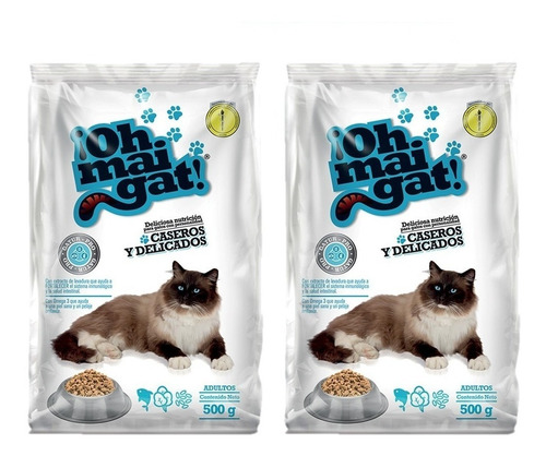Imagen 2 de 2 de Alimento Para Gatos Oh Mai Gat Caseros 500gr X2 Uds