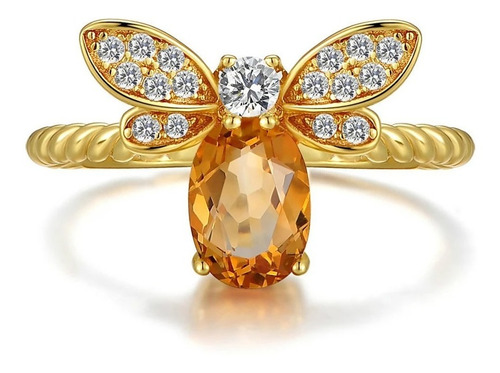 Anillo Oro 18k Plata Y Citrino Amarillo !!!!!!!!