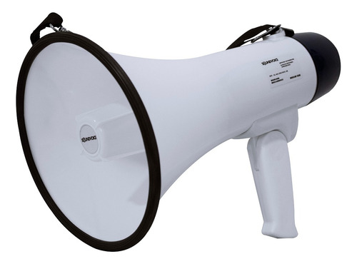 Megafone De Mão 15w Com Microfone Função Sirene E Gravação Cor Branco