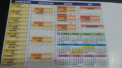 Fixture Mundial Rusia 2018 De Bolsillo Por 500u. En Blanco