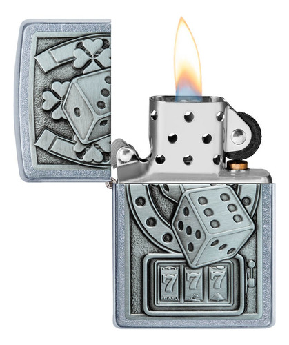 Zippo Lucky 7 Emblem Street - Encendedor De Bolsillo Cromado