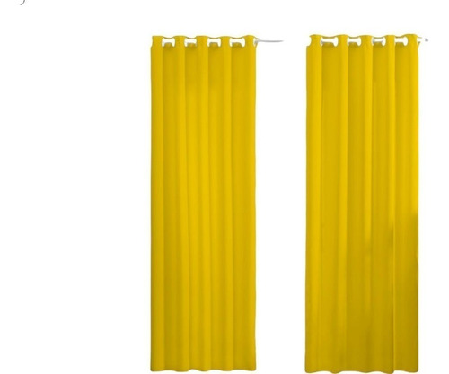 Cortina Oxford Tecido 3 X 3 Com Ilhós Para Varão Cor Amarelo