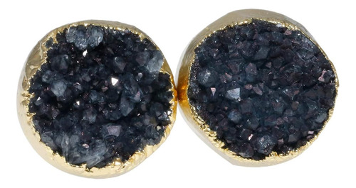 Pendientes De Tuerca De Geoda De Cuarzo Con Cristal Druzy De