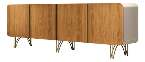 Balcão Buffet Com Cristaleira Alvora H01 Off White/cinamomo