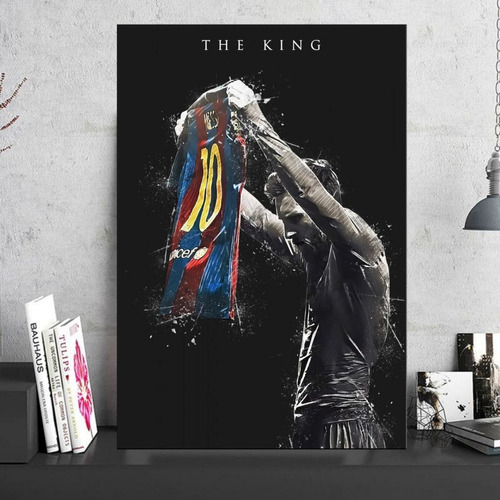 Cuadro Decorativo Messi The King Diseño Artistico 50x75cm 