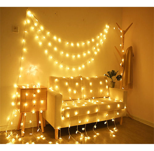 . Guirnalda De Luces Navideñas Con Forma De Copos De Nieve,