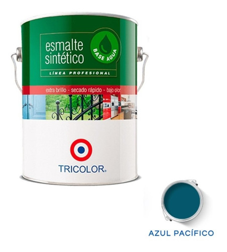 Esmalte Sintetico Base Agua Prof 1 Gl Azul Pacífico Tricolor