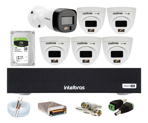 Kit Intelbras 6 Full Color Vhd 1220, Dvr 8 Mhdx 1008c, C/1tb