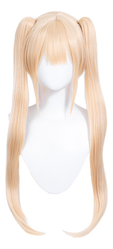 Peluca De Pelo Rubio Para Mujer, Anime, Cosplay, Coletas Lar