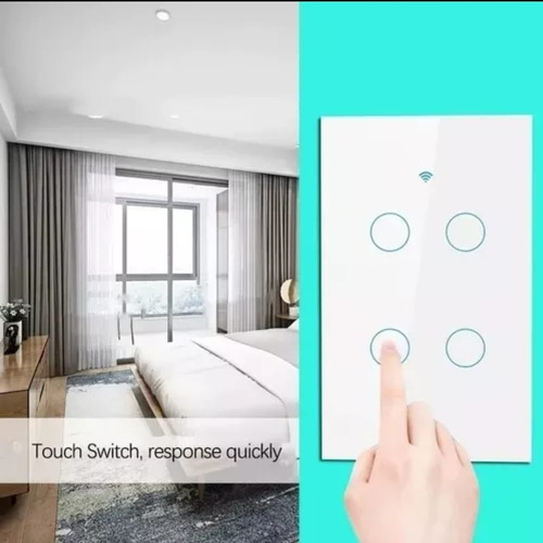 Interruptor 4x2 Vidro Touch 4 Botões Inteligente Wifi Tuya 10 A Branco