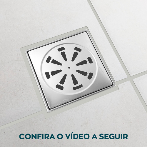 Ralo Quadrado Inox 15x15 E Porta Grelha Ralo De Banheiro
