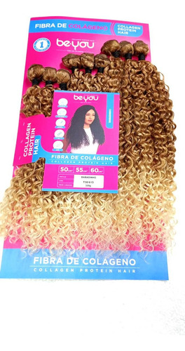 Cabelo Be.you Fibra De Colágeno Babadinho 60cm 320g 9 Telas Cor T30/613 Loiro Escuro/loiro Claro