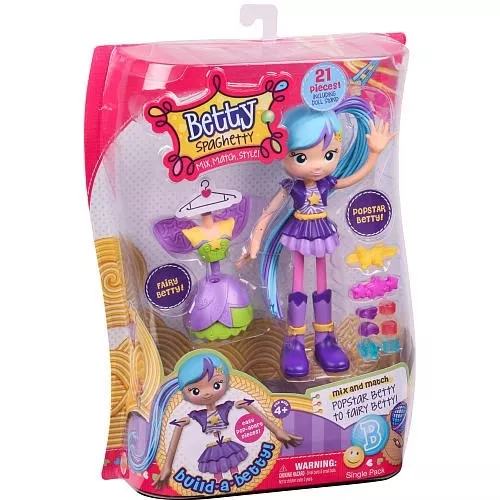 Boneca articulada betty spaghetty vestido azul candide