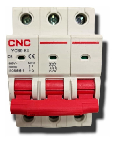 Imagen 2 de 4 de Interruptor Automático 3x6a Curva C 6ka Cnc