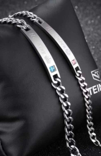 Set Pulseras His Queen/her King Plateadas Grabado 2 Nombres