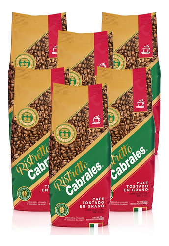 Imagen 1 de 7 de 6x Cafe Grano Cabrales Ristretto 500gr Tostado 3kg