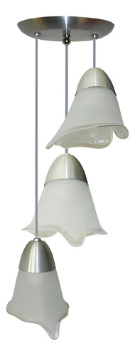 Lustre Luminaria Pendente Triplo com 3 Tulipas de Vidro juntos na mesma base ideal para Mesa de Jantar Sala Quarto