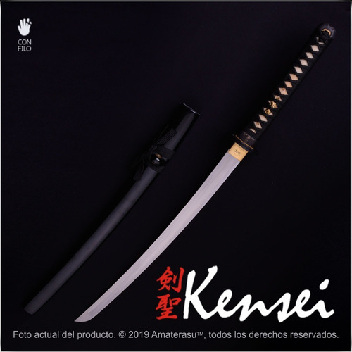 Imagen 2 de 10 de Katana Wakizashi Kensei Musashi Templado Al Aceite Full Tang