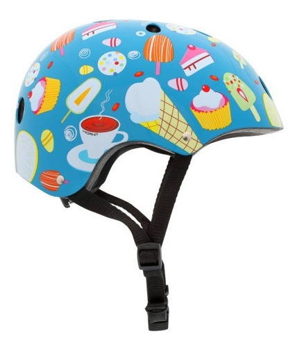 Casco Infantil Ice Creams Luz Led Azul Niños Ciclismo Hornit Talla M (53-58cm)