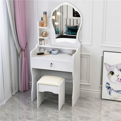 Multifuncional Tocador Vanity Con Espejo Y Cajón Recamara