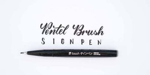 Pentel Brush Sign Pen Negro Lettering Punta Pincel 2 Piezas