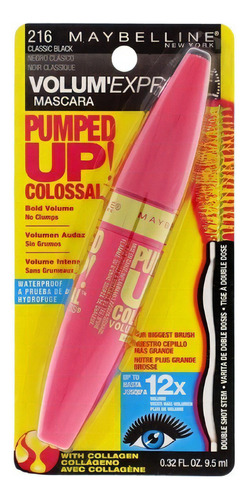 Rímel Maybelline Volum Express Colossal, Classic Black 216 Cor Preto