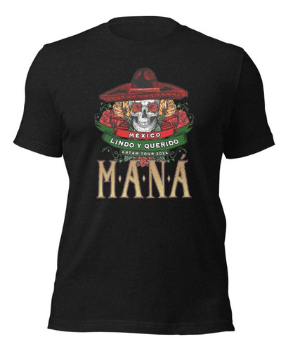 Camiseta Rock Maná Tour 2024 Hombre O Unisex Algodón 