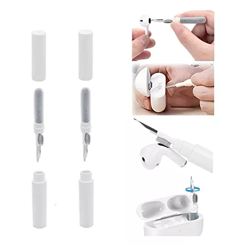 Lápiz de limpieza de auriculares compatible con kit de limpiador de Airpod,  kit de limpieza de auriculares 3 en 1 para auriculares Airpods, bolígrafo