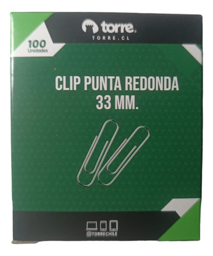Clips Metálicos Caja De 100 Un ,punta Redonda 33mm Torre