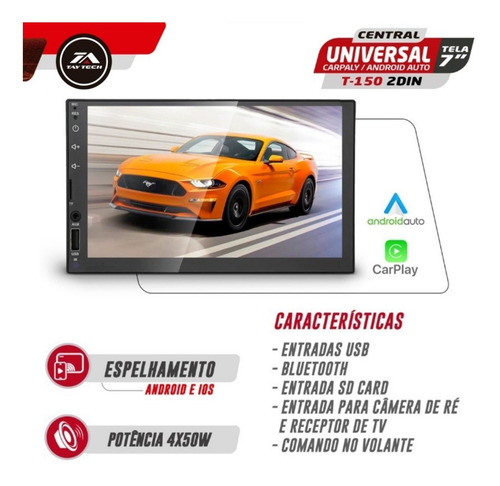 Central Multimidia Bluetooth Renegade 15 A 19 Moldura 7 Pol